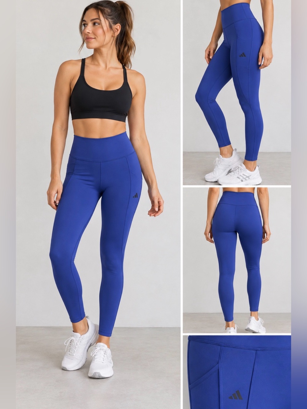 Adidas Women's Blue Athletic Leggings with Pockets